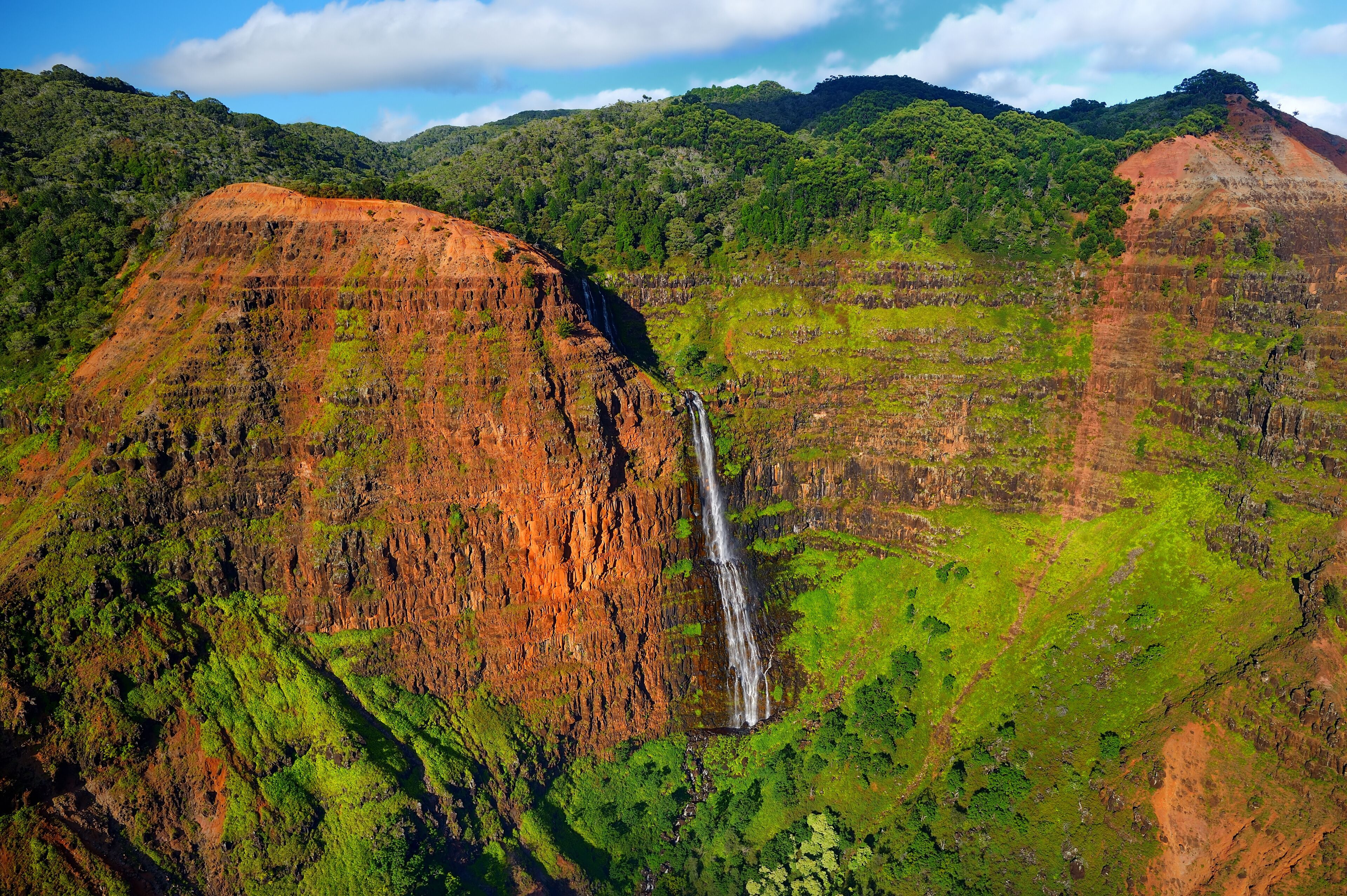 Stunning aerial view into Waimea Canyon, Kauai