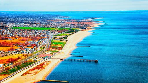 Aerial view from helicopter to Long Island in New York reflex