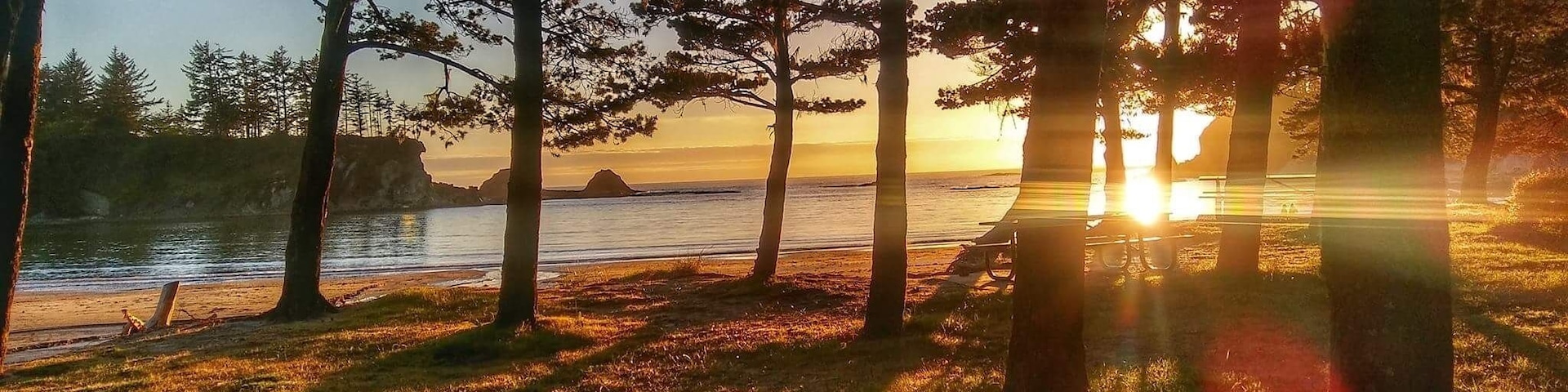 Beautiful park, couple fire pits, love to hang my hammocks here right next to the sand. Tide pools to explore, lots of people paddle board, surf, kayak. Bathrooms, volleyball sand pit etc.