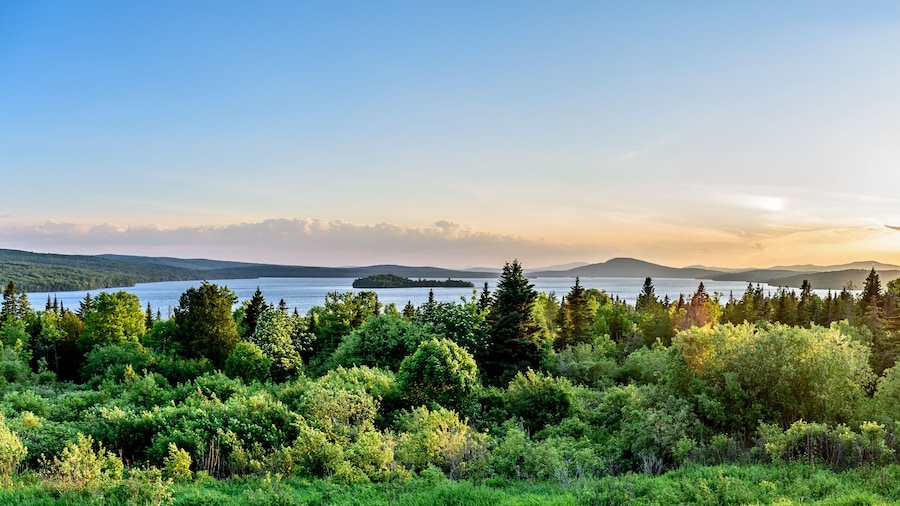 A Panoramic View of the Landscape View of Rangeley Maine in the Center of the Rangeley Lakes Region