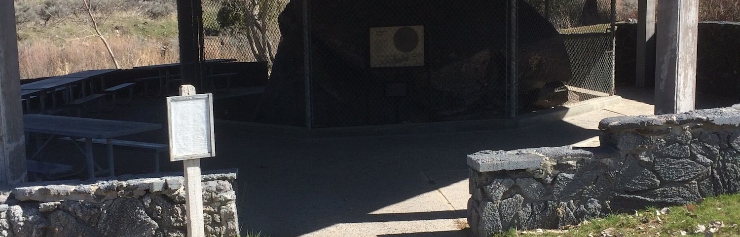 Register rock. Initially makes you giggle. A boulder in a fence. But it has pioneer signatures on it. Worth the visit but go on a warm day.