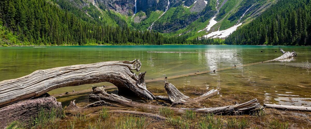 Scenic mountain views, Avalanche Lake, Glacier National Park Montana
