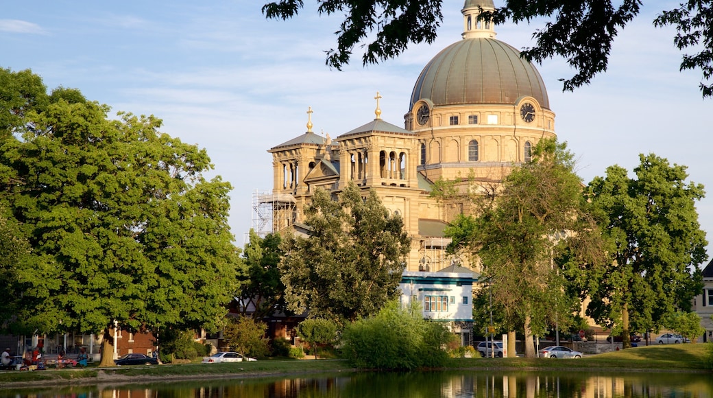 Basilica of Saint Josaphat showing heritage architecture and a pond