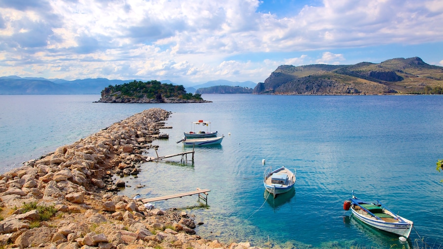 Nafplio showing a bay or harbor and rocky coastline