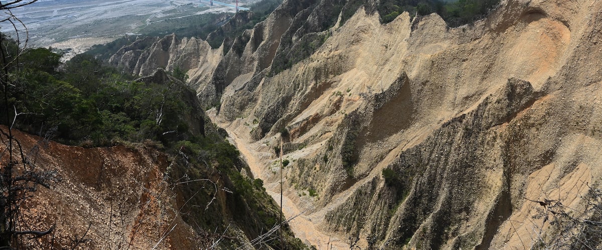 Flaming Mountain is located at the junction of Sanyi Township and Yuanli Township in Miaoli County, Taiwan.