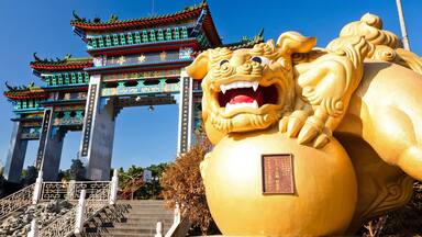 building view of the Baozhong Yimin Temple in Xinpu of Hsinchu, Taiwan. it's the biggest Hakka religious center in Taiwan.