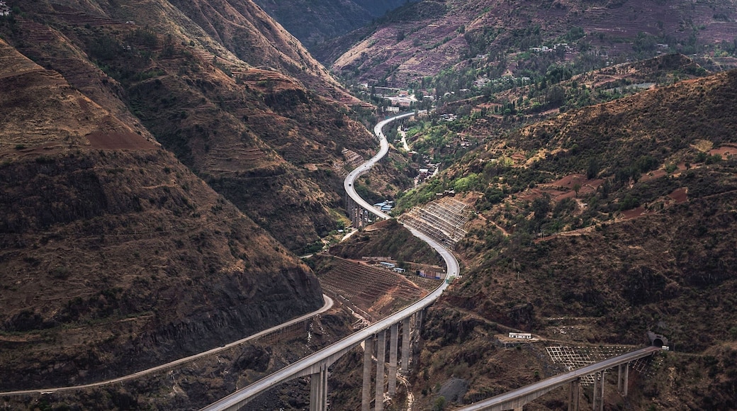 Beautiful view of mountains and winding mountain roads in Bijie, Guizhou province, China