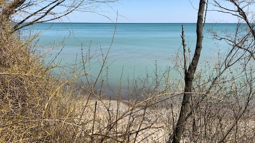 Nothin’ but blue skies! Serene and calm waters on Lake Michigan.