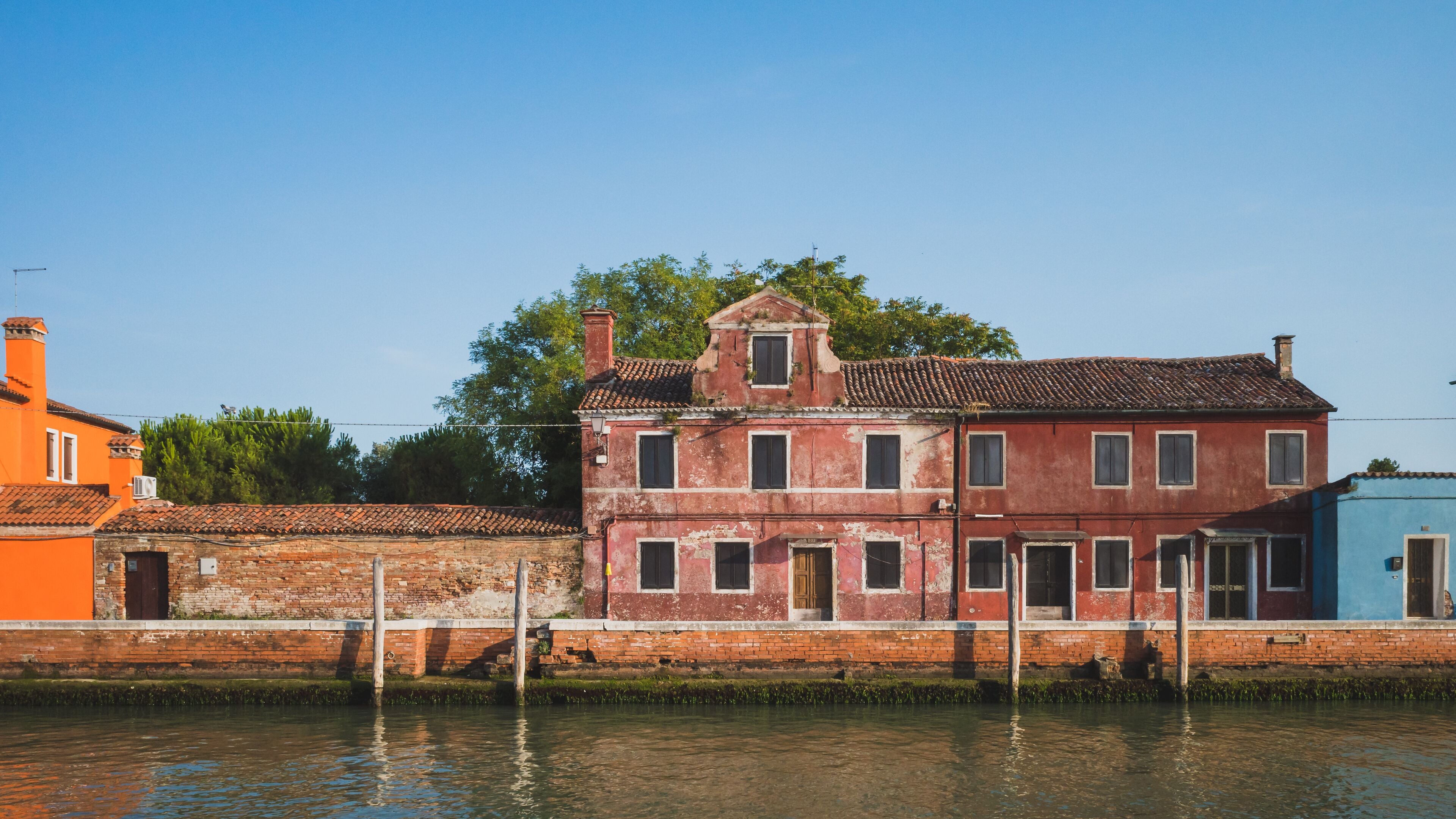 Colourful houses on island of Mazzorbo, near Burano, Venice, Italy