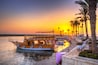The harbour with boats in Side at sunset, Turkey