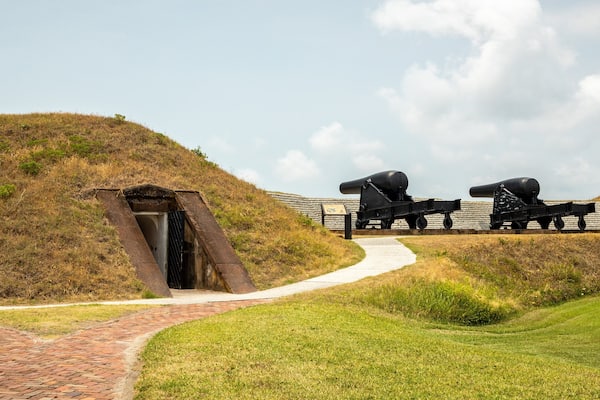 Fort Moultrie showing heritage elements and military items