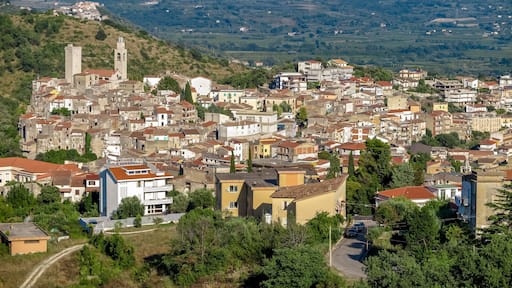 General panorama of the Castelforte community with the whole region and mountains in the background, Province of Latina, Italy