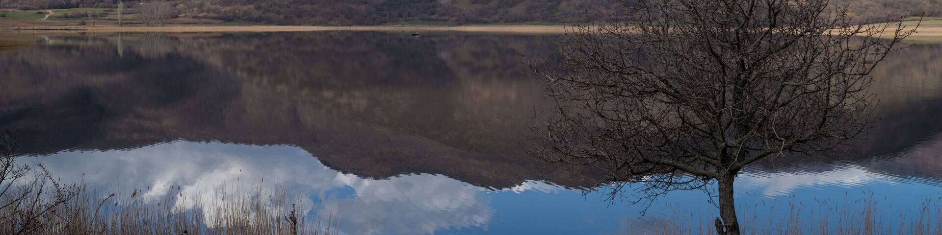 Wonderful scenery by the lake Zazari, Florina, Greece