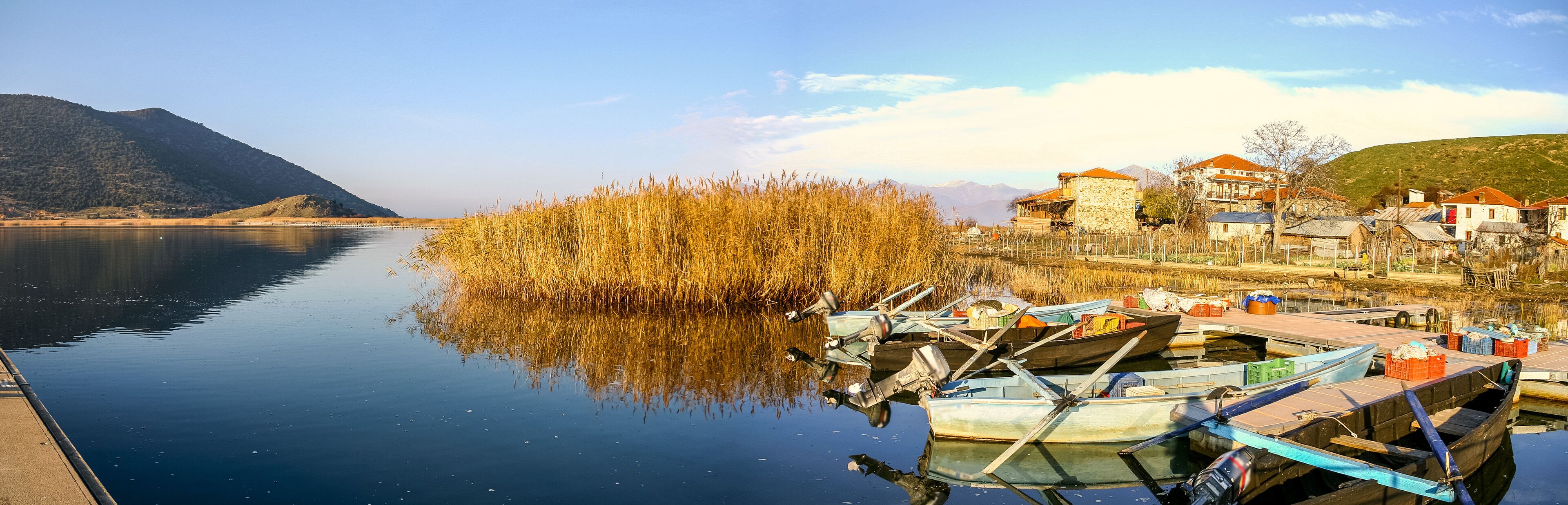 Agios Achillios village at Prespes Lake in western Macedonia, Greece