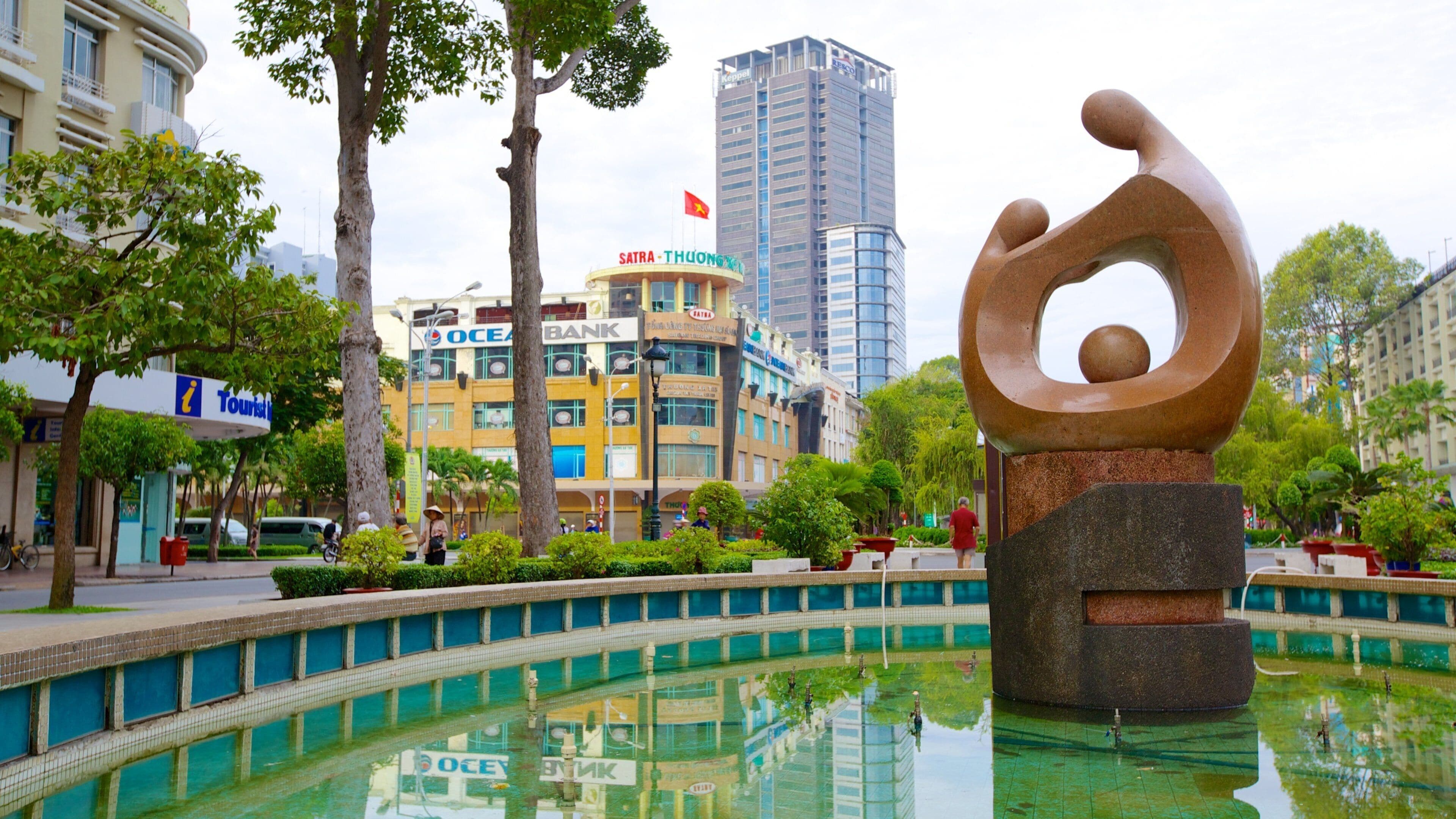 Ho Chi Minh City which includes a fountain, outdoor art and a skyscraper