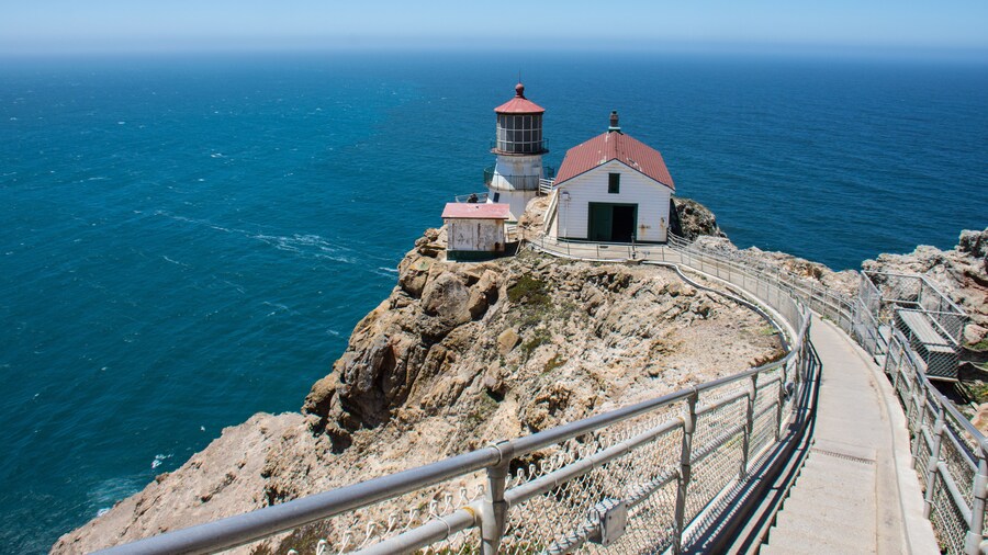 Stairway leading down to the historic Point Reyes Lighthouse in Marin County, California