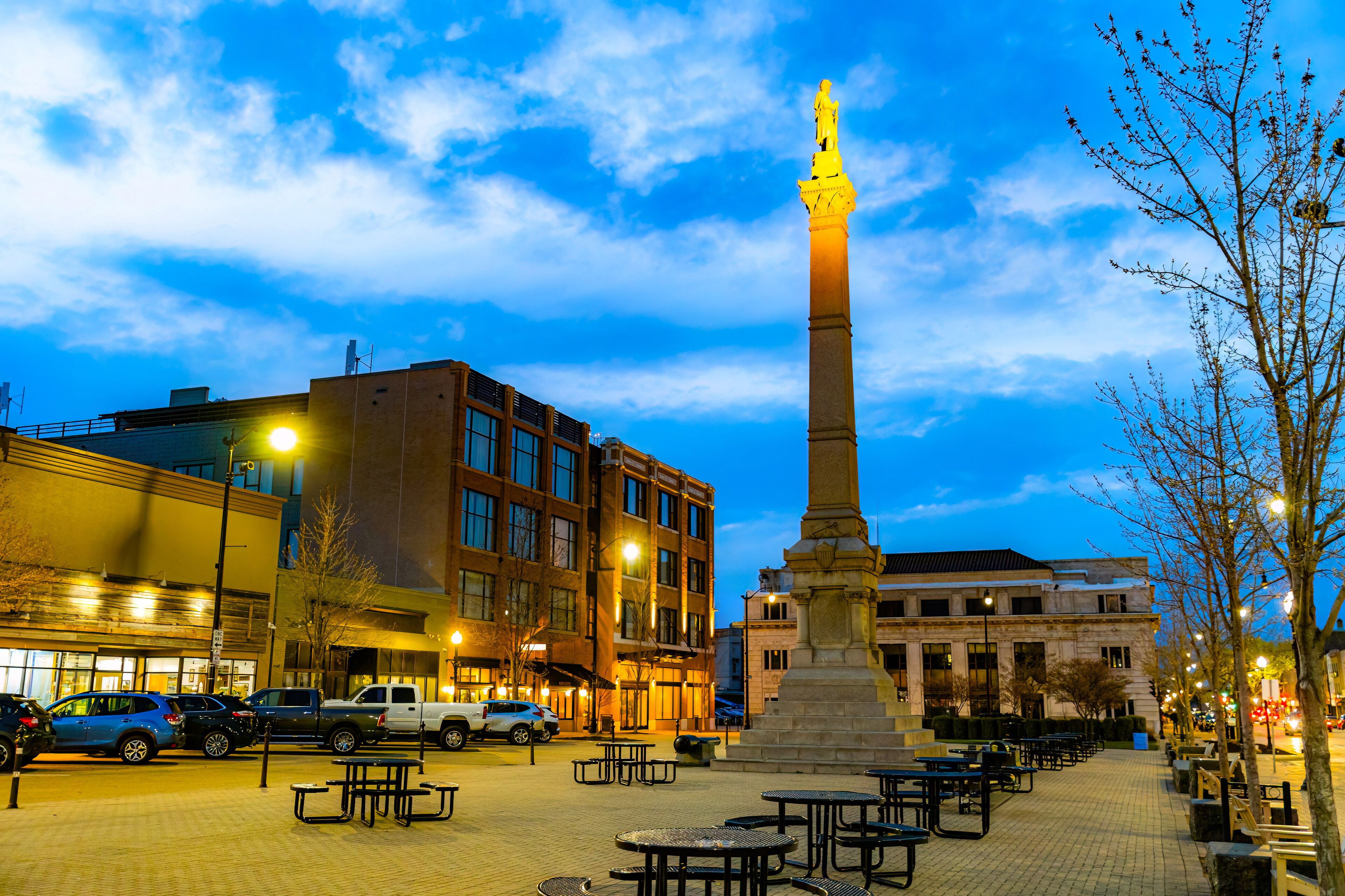 Racine City View at Night with Illuminated Buildings