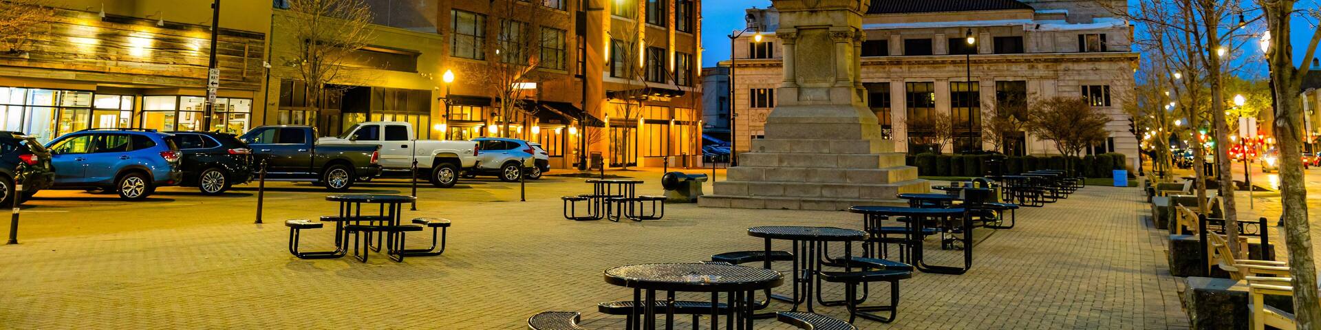 Racine City View at Night with Illuminated Buildings