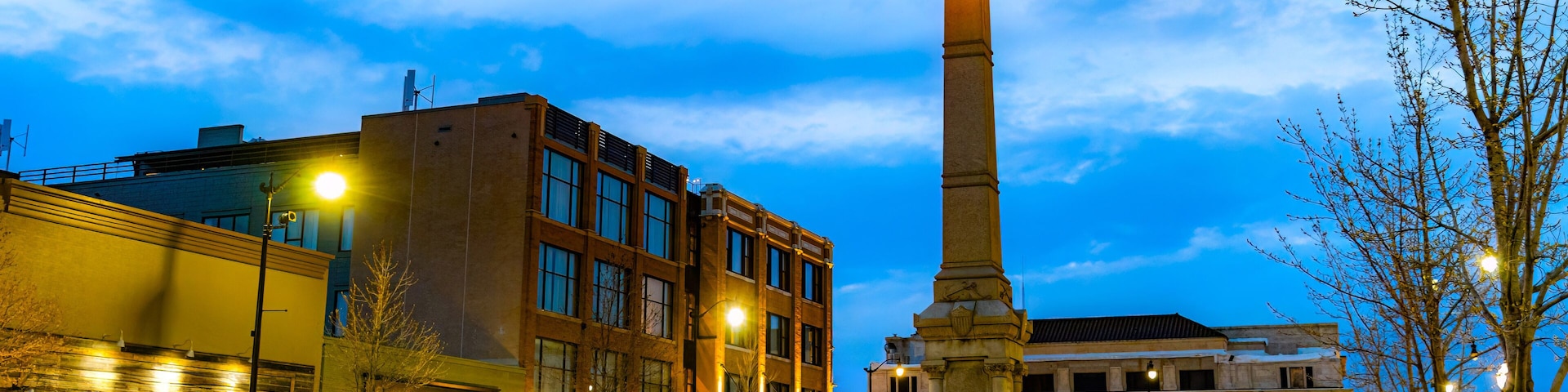 Racine City View at Night with Illuminated Buildings