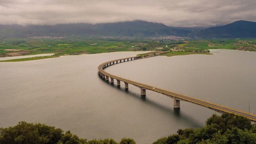 View of the bridge over Polifitos lake in Servia, Kozani