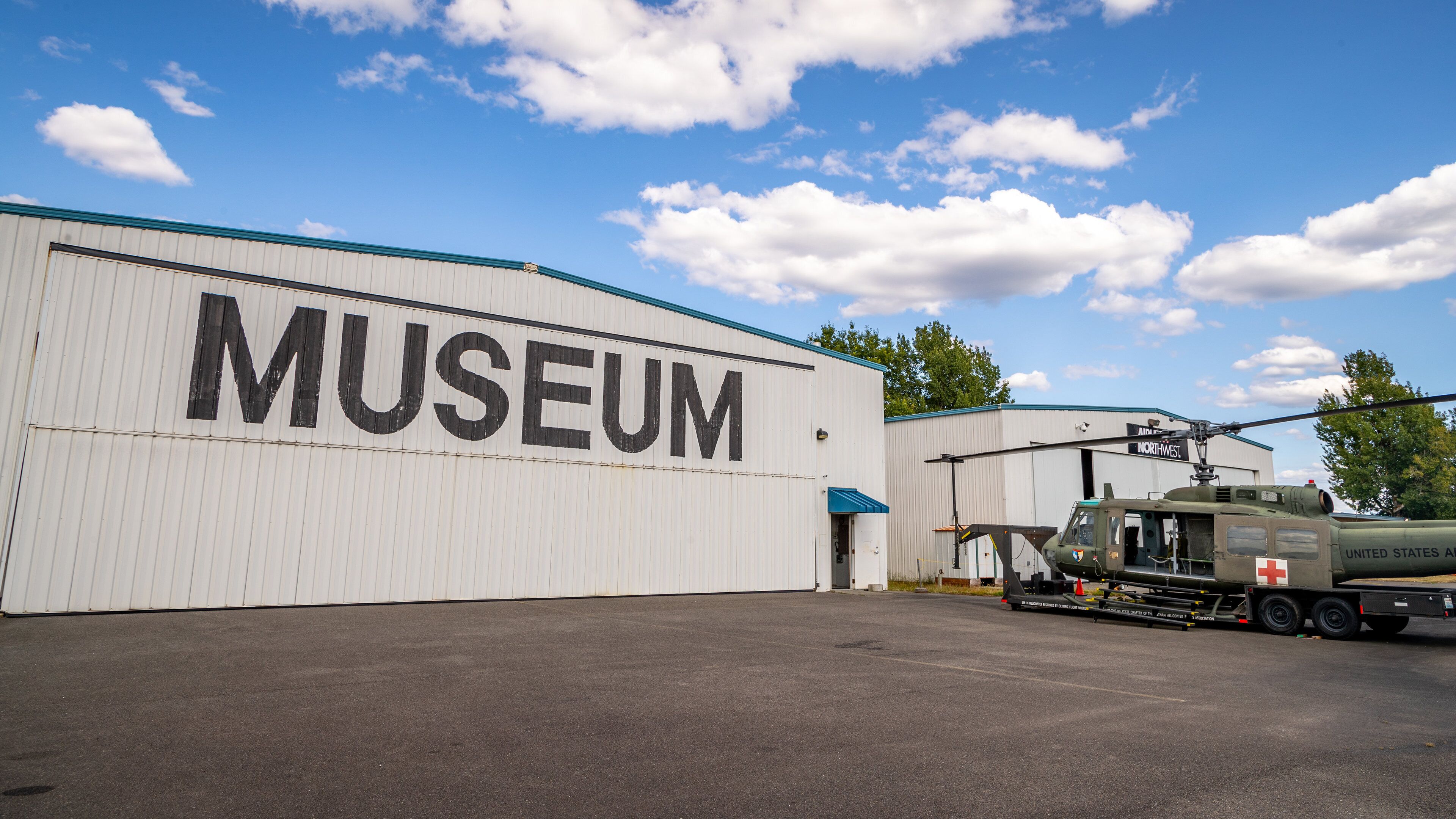 Olympic Flight Museum which includes military items, aircraft and signage