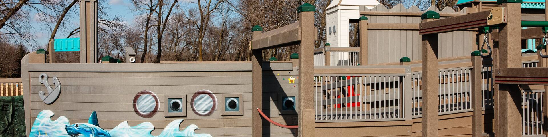 A portion of the nautical theme "Possibility Playground" a universally accessible playground for all children in Port Washington, Wisconsin