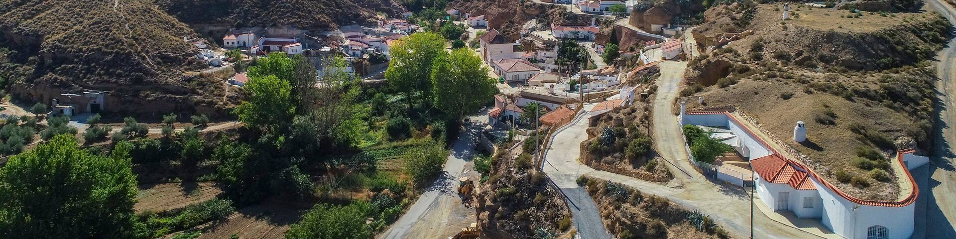Aerial view of the village of Cortes de Graena, Granada.