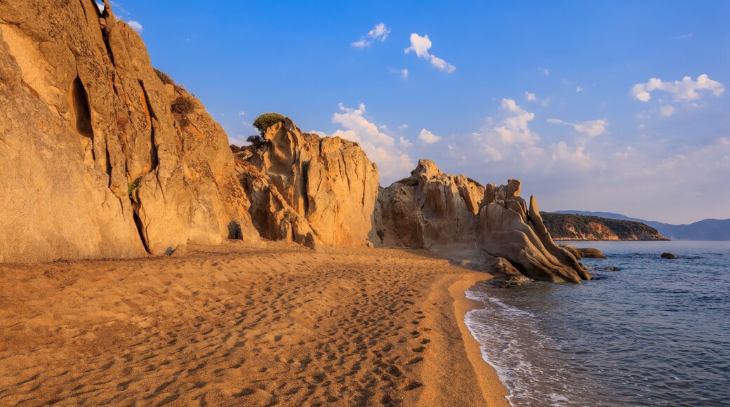 beautiful kakoudia beach at sunrise. Ierissos Grecce