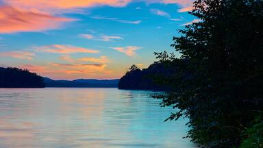Sunset on Lake Chatuge at Jackrabbit Mountain Recreation Area, NC.