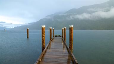 New Denver showing tranquil scenes, mist or fog and a lake or waterhole