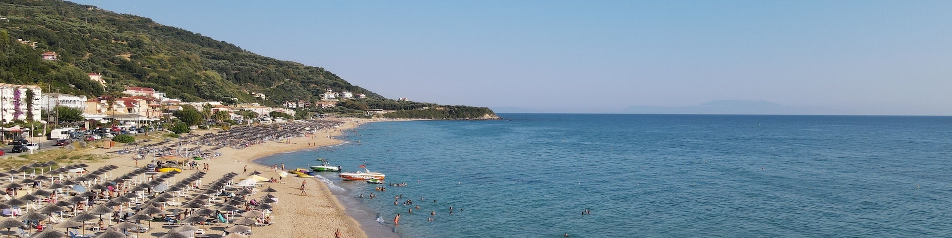 aerial view of vrachos and loutsa beaches in preveza, epirus, greece, near the town of parga tourist attraction and destination