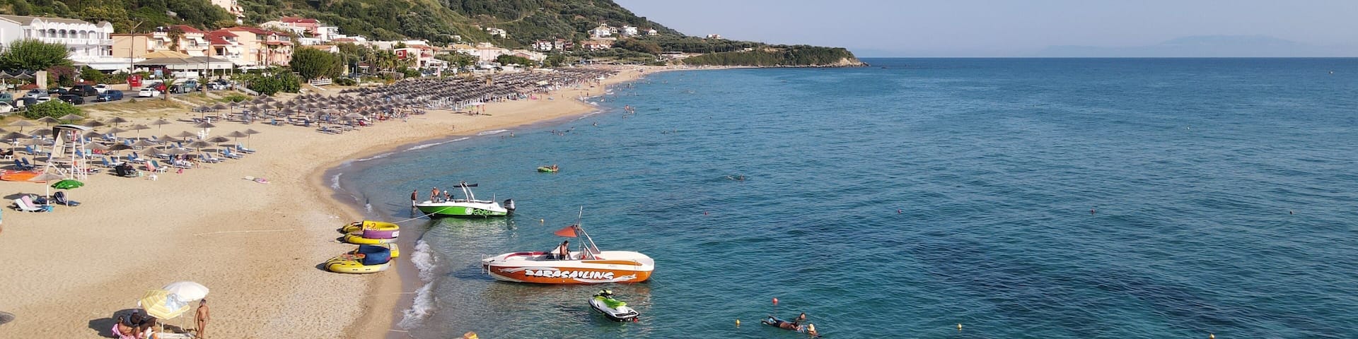 Aerial View Loutsa - Vrachos Beach Famous Tourist Destination In Preveza Epirus Greece