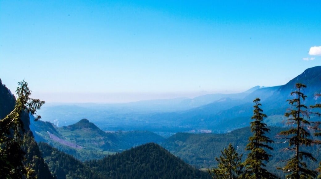 Half way up the 7 mile hike to Lake Serene with a beautiful view of the surrounding mountains