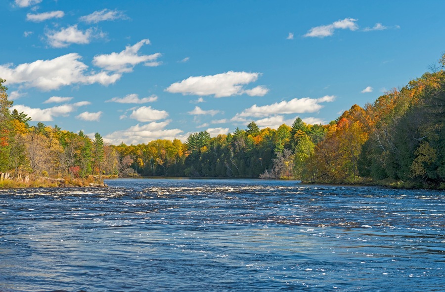 North Woods River Flowing into the Fall Colors