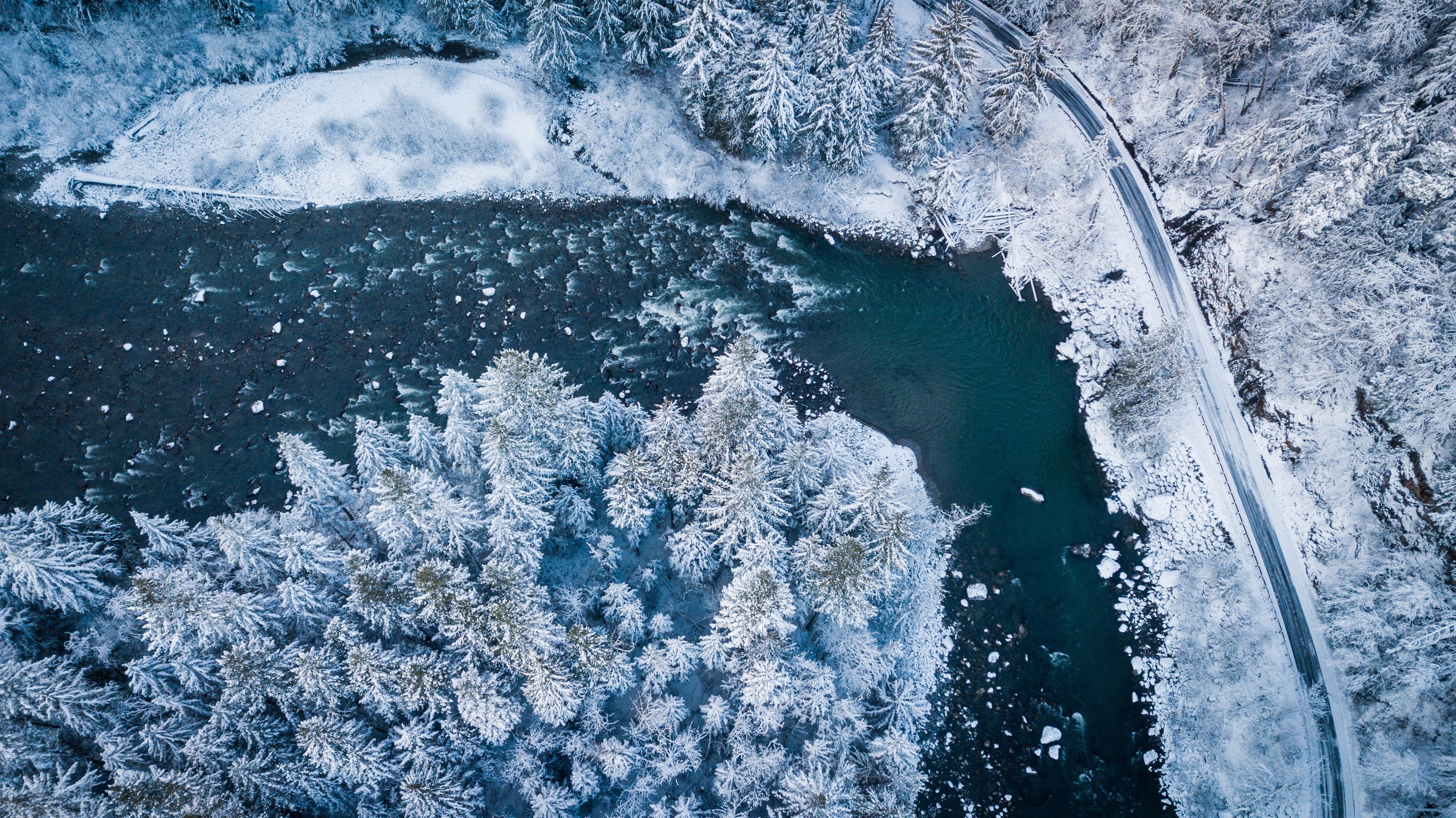 Winter River Aerial Photography