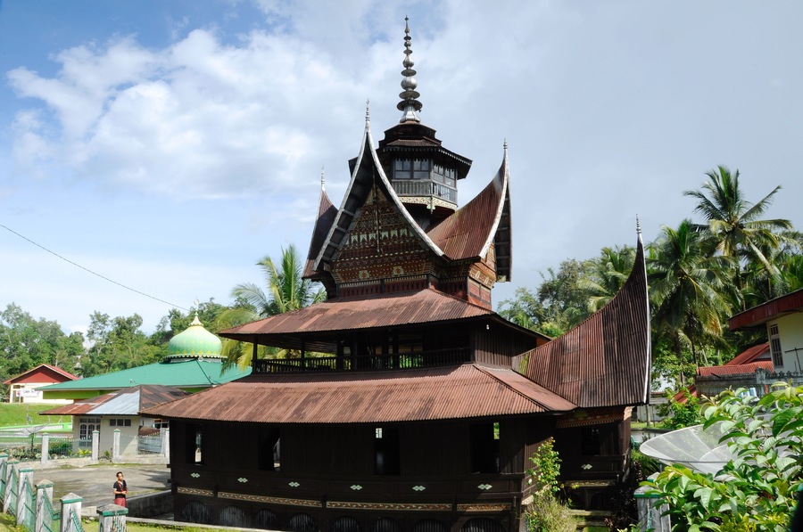Facade of Surau Nagari Lubuk Bauk at Tanah Datar, Sumatera Barat, Indonesia. It was a place for Muslim to perform prayer and religious activity since 1901.