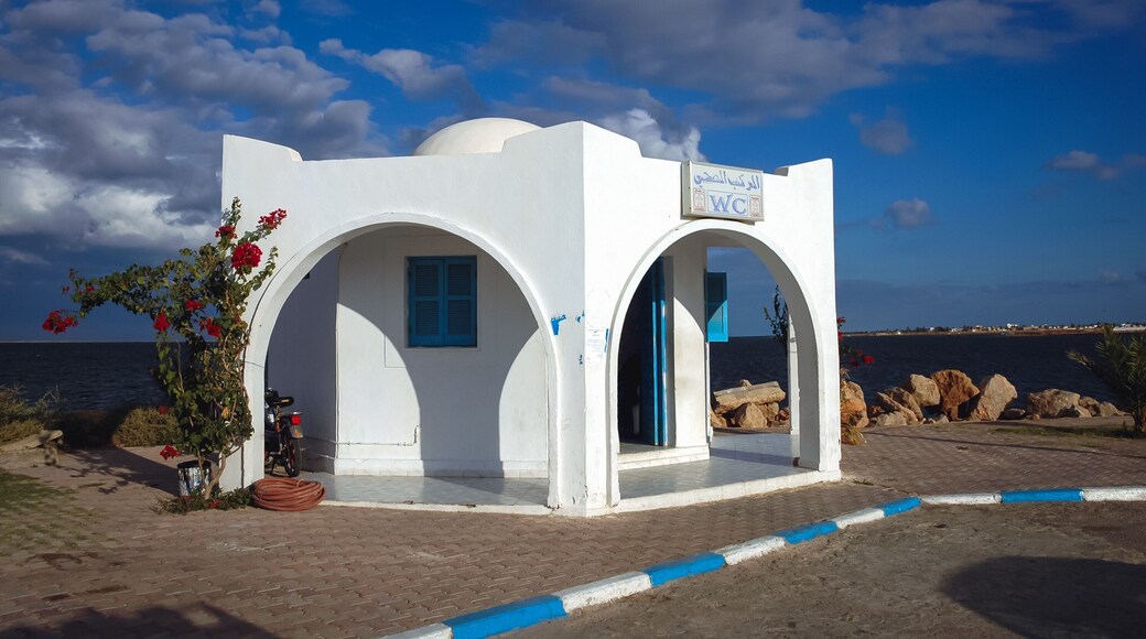 Toilet in Port of Ajim town on Djerba Island, Tunisia