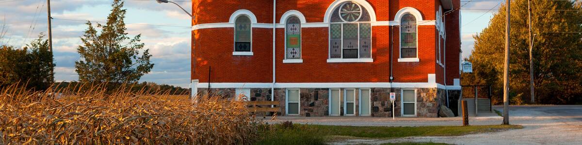 Exterior View of Rural Church located in Wheatley, Ontario