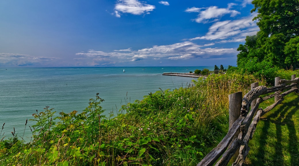 Perfect mix of green trees, blue sky, teal waters and beautiful clouds - scenes from Bayfield, Huron County, ON, Canada
