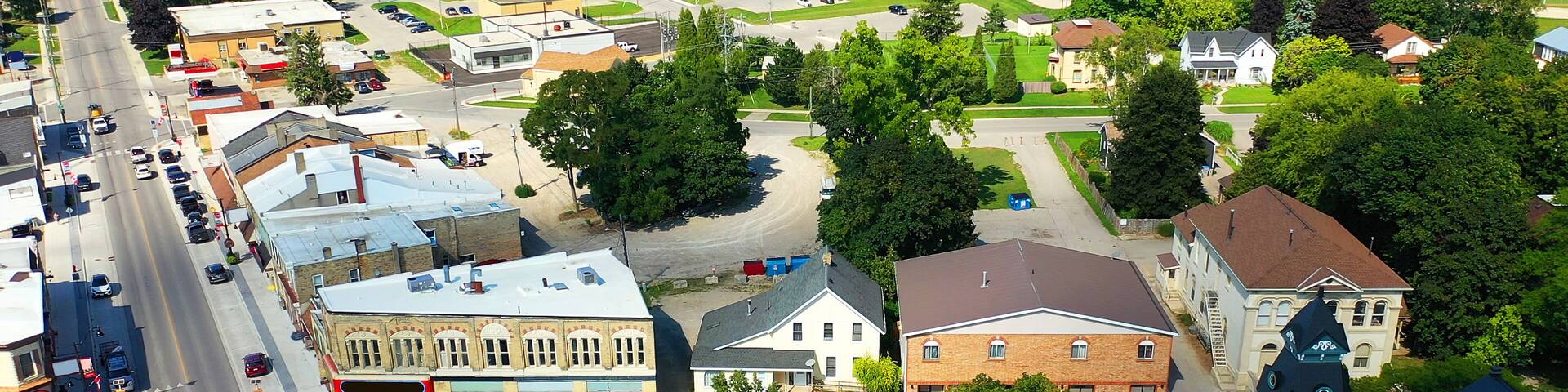 Aerial view of Clinton, Ontario, Canada on a fine day