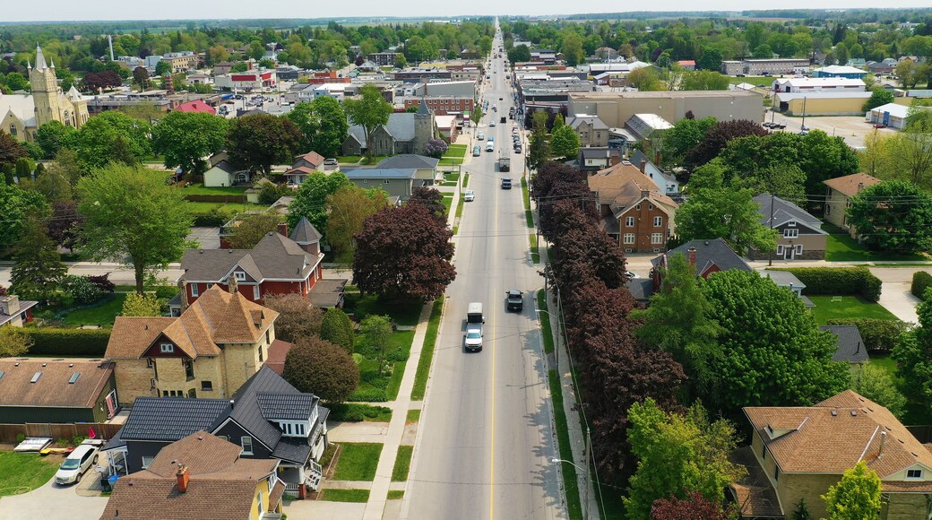 Aerial view of Listowel, Ontario, Canada in summer