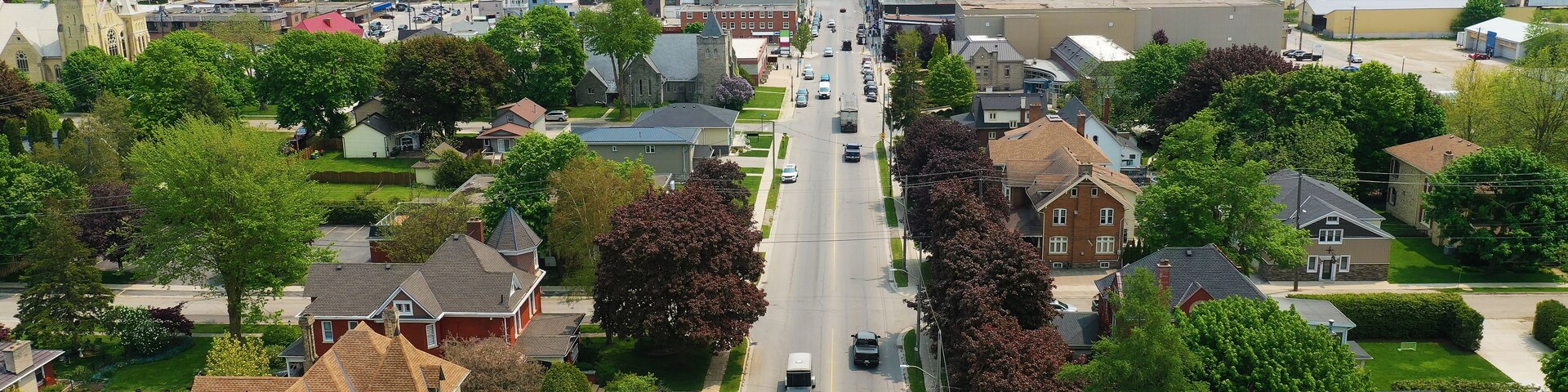 Aerial view of Listowel, Ontario, Canada in summer