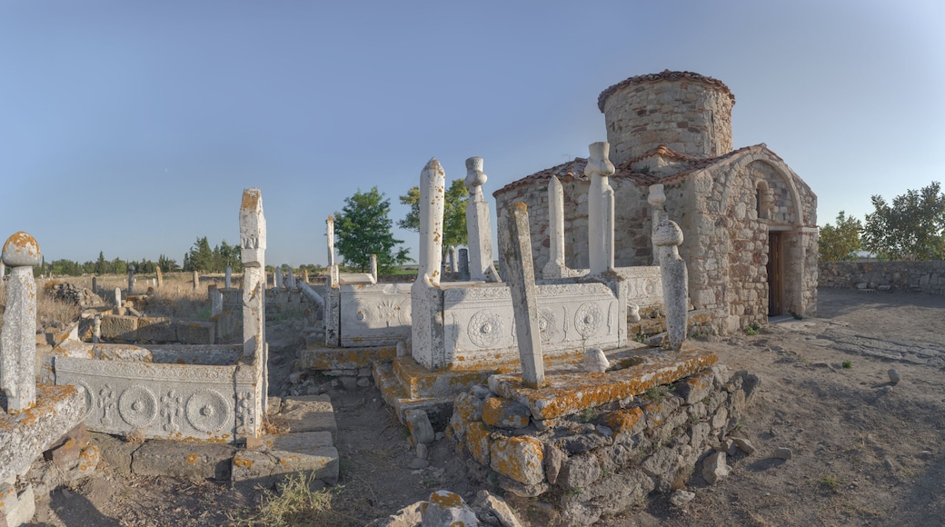 Has Yunus Bey Tomb (Hagios Evplos Chapel) and Ottoman cemetery in Enez, Edirne, Turkey.
