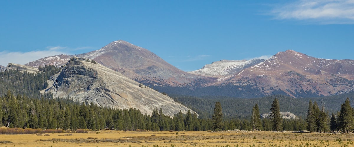 Panorama of Tuolumne Meadows in Yosemite National Park