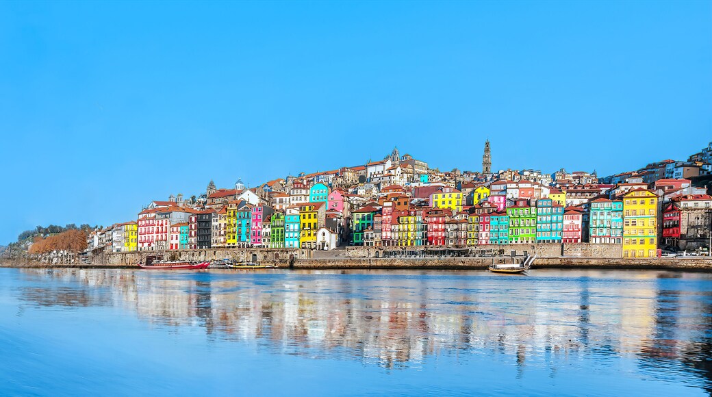 Portugal, Porto - Panoramic view of colorful medieval houses at Douro river bank in Oporto old town - Portuguese landmark city