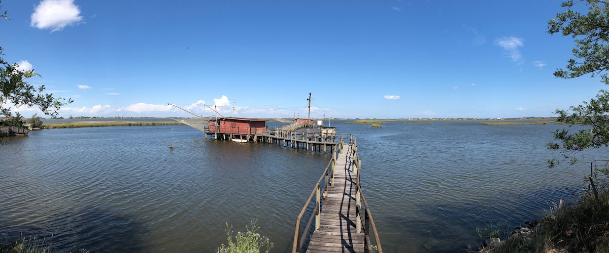 Fishing lodge at Porto Garibaldi, Emilia-Romagna coast, Italy
