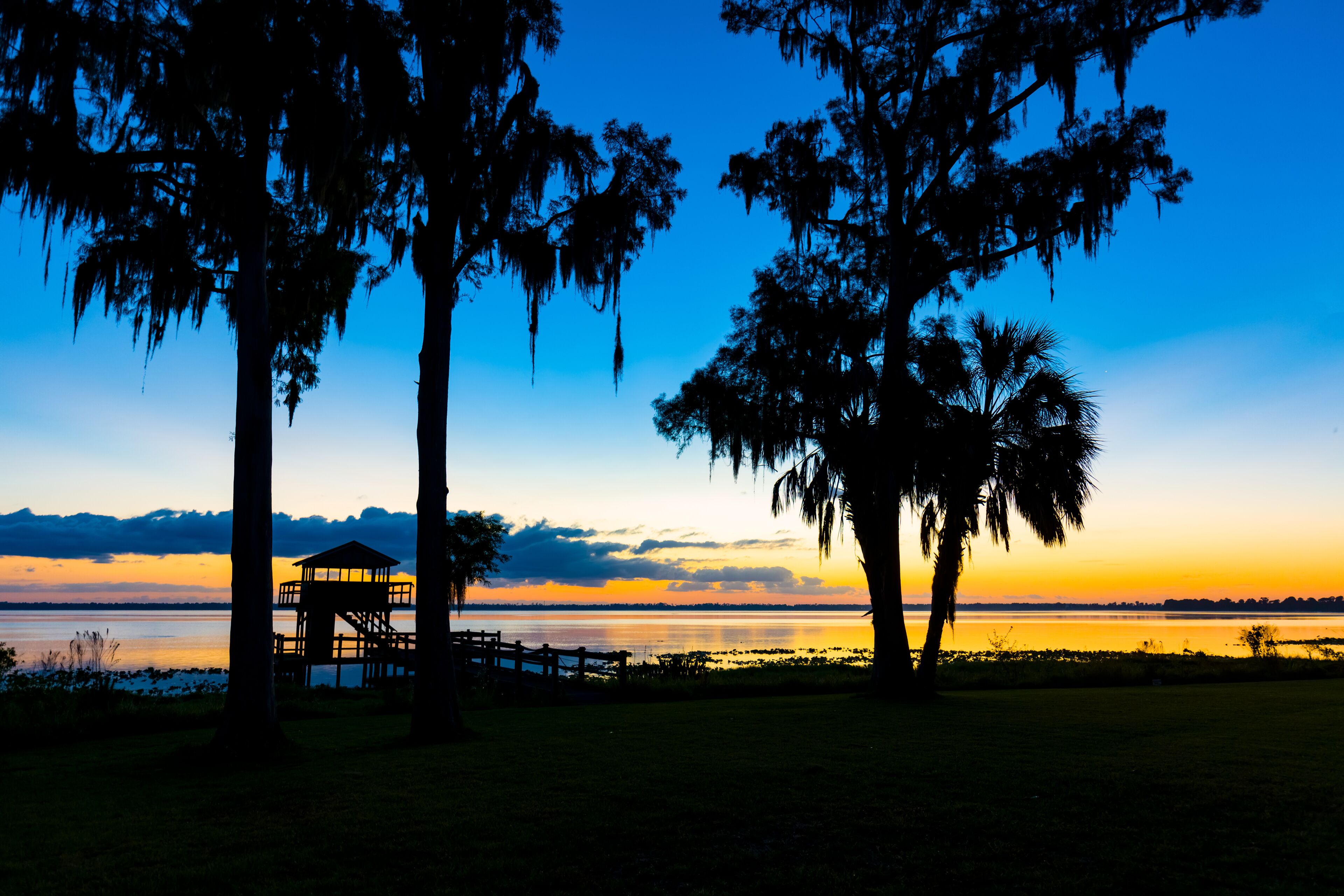 Before sunrise over Lake Pierce in Lake Wales Polk County Florida in the United States