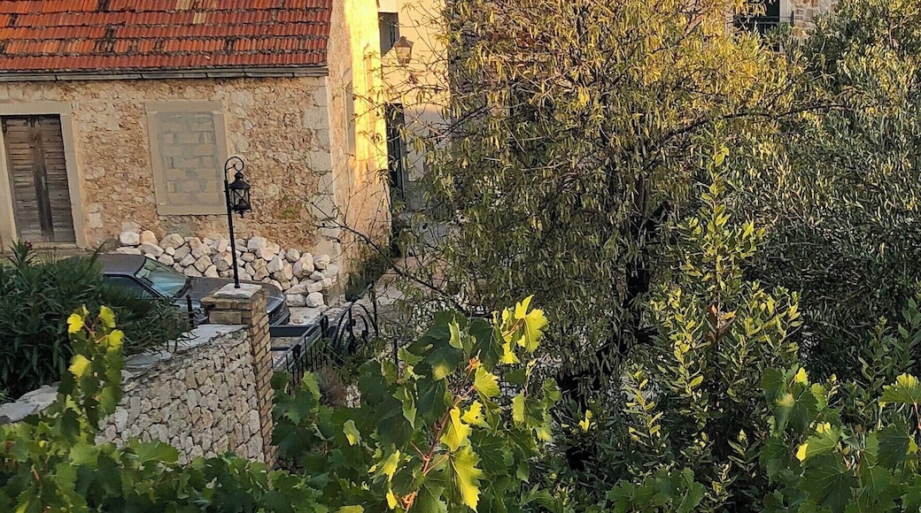 Sunrise view of the typical stone houses along the Dalmatian Coast.