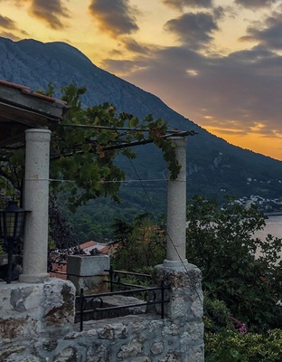 Sunrise over the Adriatic coast in Igrane.