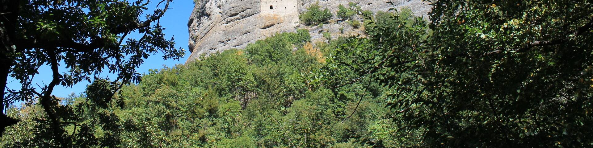 This is Castello della Pietra, an old fortification near Vobbia, Liguria, Italy. This fortification is built between two suggestives spurs.